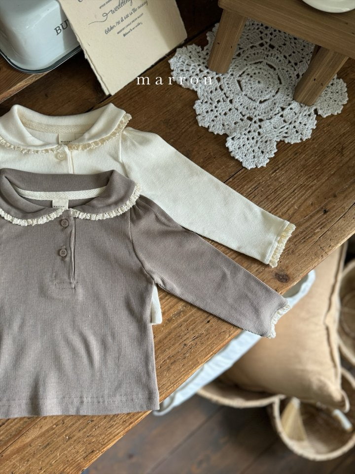 Marron - Korean Children Fashion - #minifashionista - Collar Lace Tee