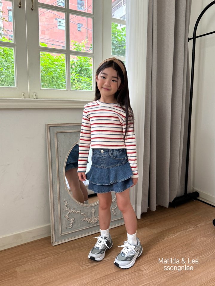 Matilda & Lee - Korean Children Fashion - #childofig - Stripe Crop Rib Tee - 6