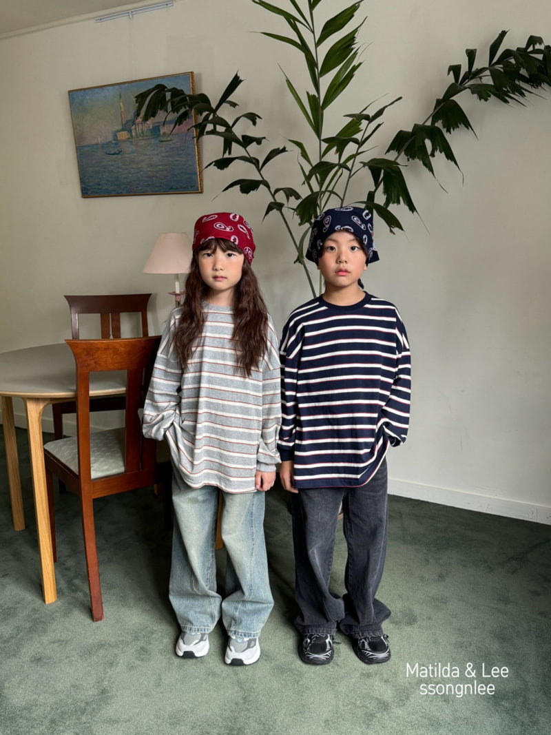 Matilda & Lee - Korean Children Fashion - #childofig - Y2K Diagonal Denim Pants