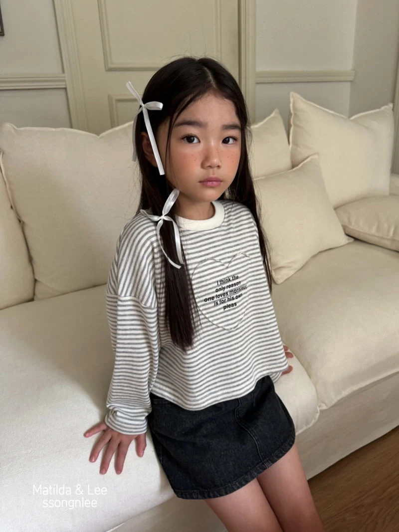 Matilda & Lee - Korean Children Fashion - #childofig - Stripe Heart Cutting Tee - 10