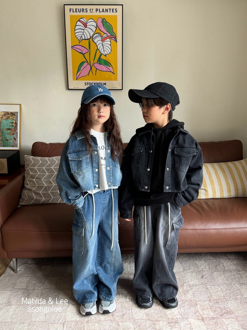 Matilda & Lee - Korean Children Fashion - #childrensboutique - Sstring Cargo Denim Pants - 7