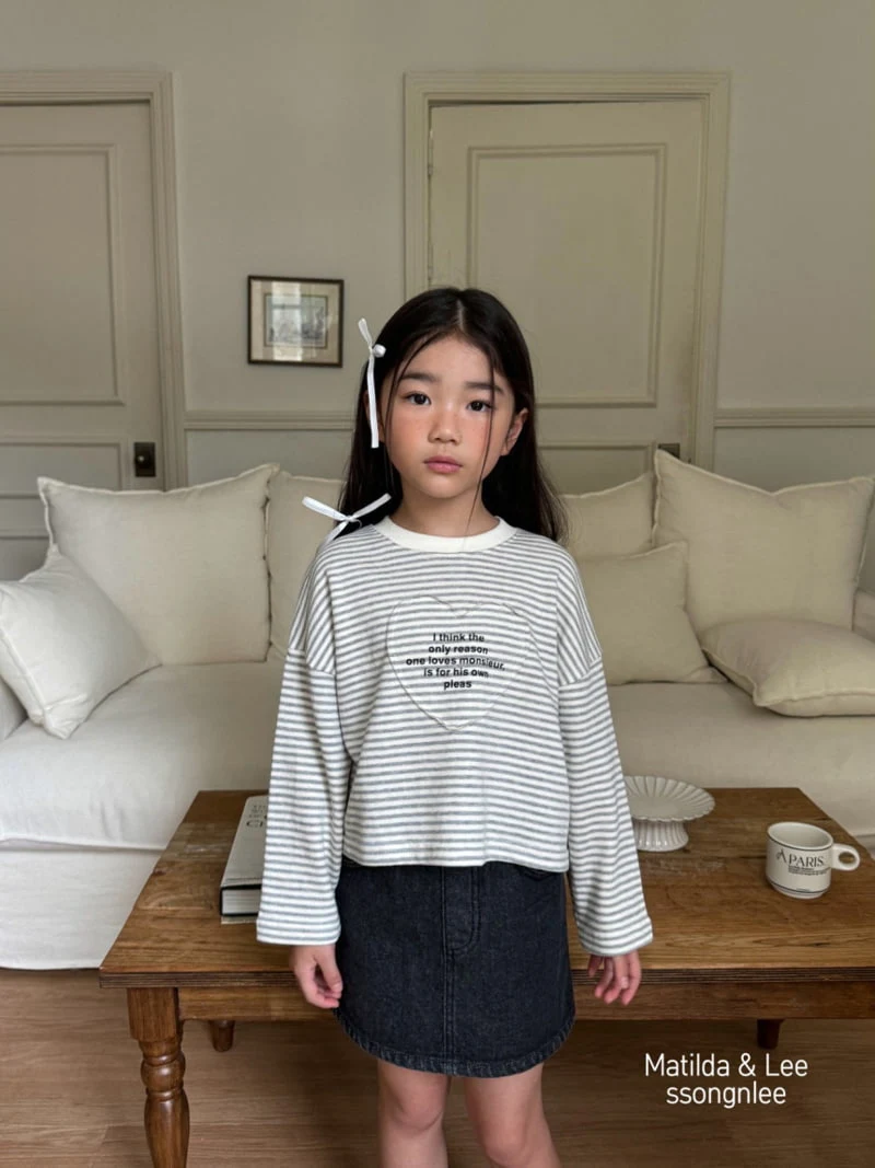 Matilda & Lee - Korean Children Fashion - #littlefashionista - Stripe Heart Cutting Tee - 3