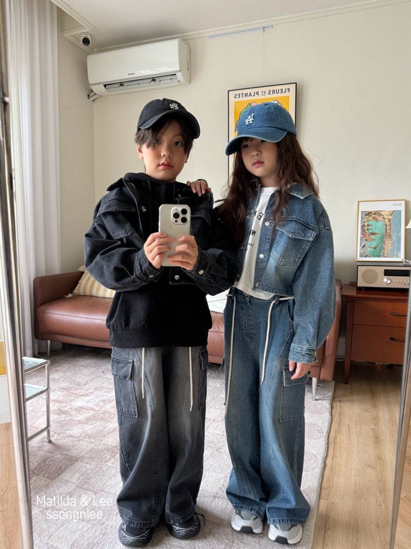 Matilda & Lee - Korean Children Fashion - #magicofchildhood - Sstring Cargo Denim Pants - 2