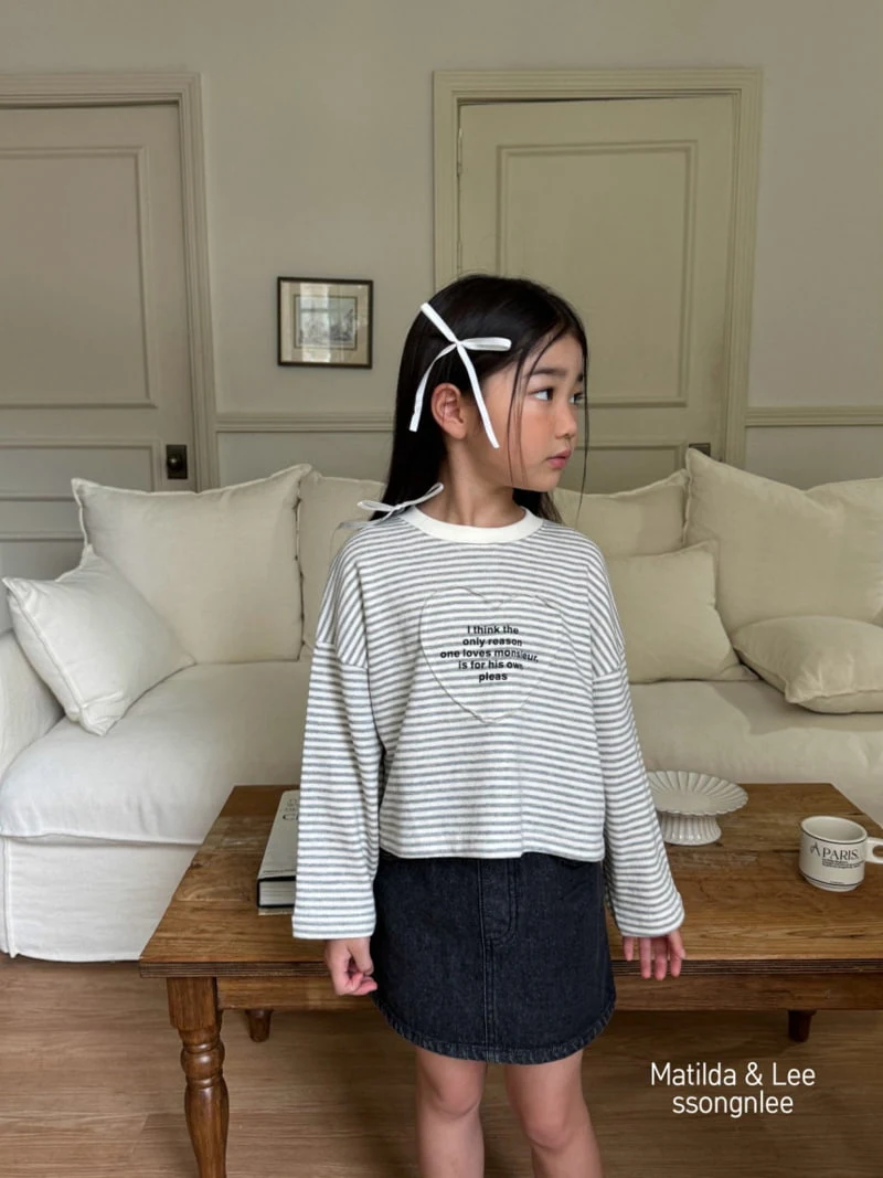 Matilda & Lee - Korean Children Fashion - #minifashionista - Stripe Heart Cutting Tee - 5