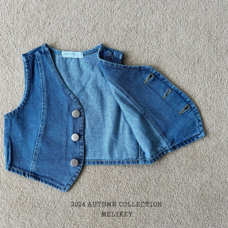 Melikey - Korean Children Fashion - #kidzfashiontrend - Texas Denim Vest - 4