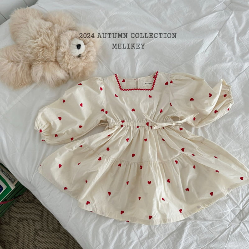 Melikey - Korean Children Fashion - #childofig - Heart Embroidery One-piece - 2