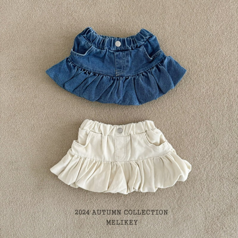 Melikey - Korean Children Fashion - #prettylittlegirls - Frill Denim Skirt - 4