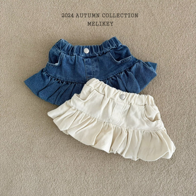 Melikey - Korean Children Fashion - #childofig - Frill Denim Skirt - 5