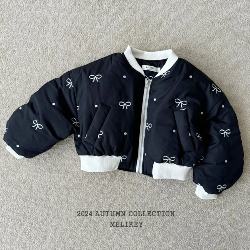 Melikey - Korean Children Fashion - #childofig - Ribbon Embroidery Shirring Bomber Jacket