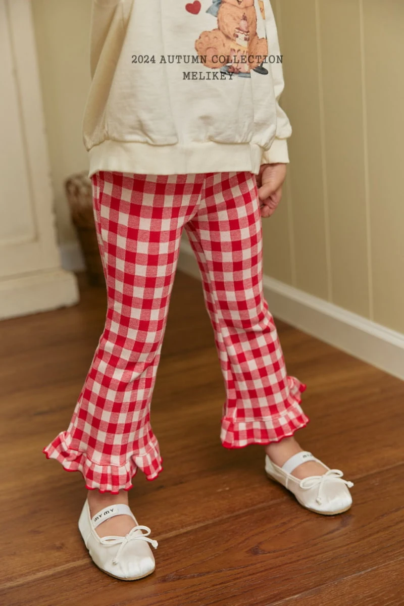 Melikey - Korean Children Fashion - #childrensboutique - Check Frill Bootscut Pants - 11