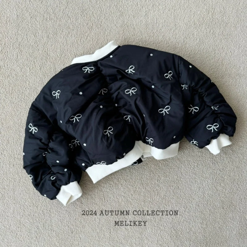 Melikey - Korean Children Fashion - #childrensboutique - Ribbon Embroidery Shirring Bomber Jacket - 2