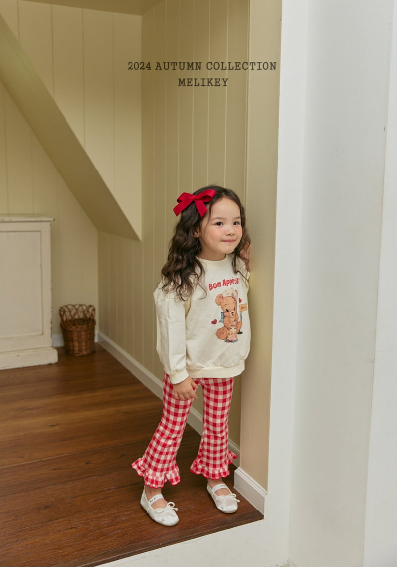 Melikey - Korean Children Fashion - #designkidswear - Check Frill Bootscut Pants - 12