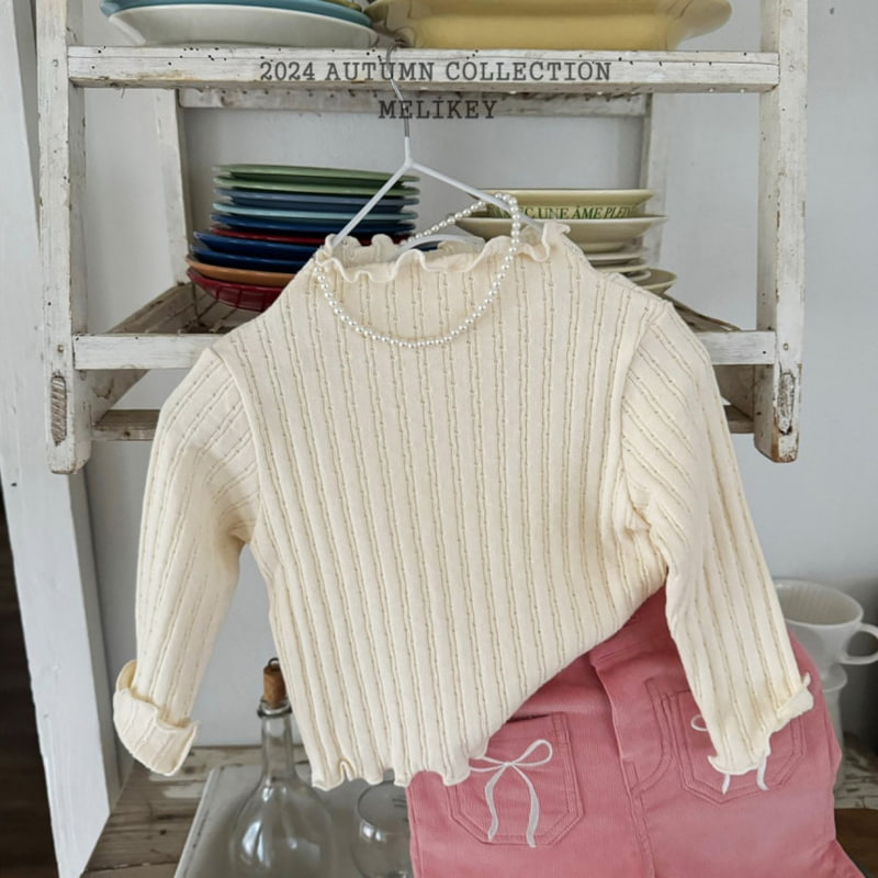 Melikey - Korean Children Fashion - #designkidswear - Knit Rib Wave Tee - 8