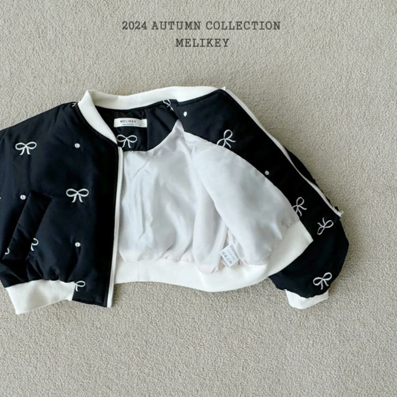 Melikey - Korean Children Fashion - #designkidswear - Ribbon Embroidery Shirring Bomber Jacket - 3