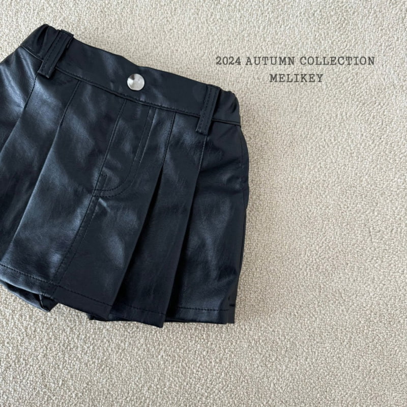 Melikey - Korean Children Fashion - #designkidswear - Leather Pleats Skirt Pants