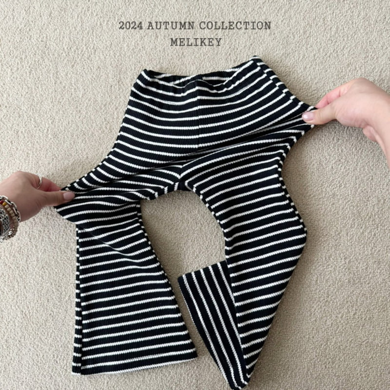 Melikey - Korean Children Fashion - #designkidswear - Stripe Rib Bootscut Pants - 4