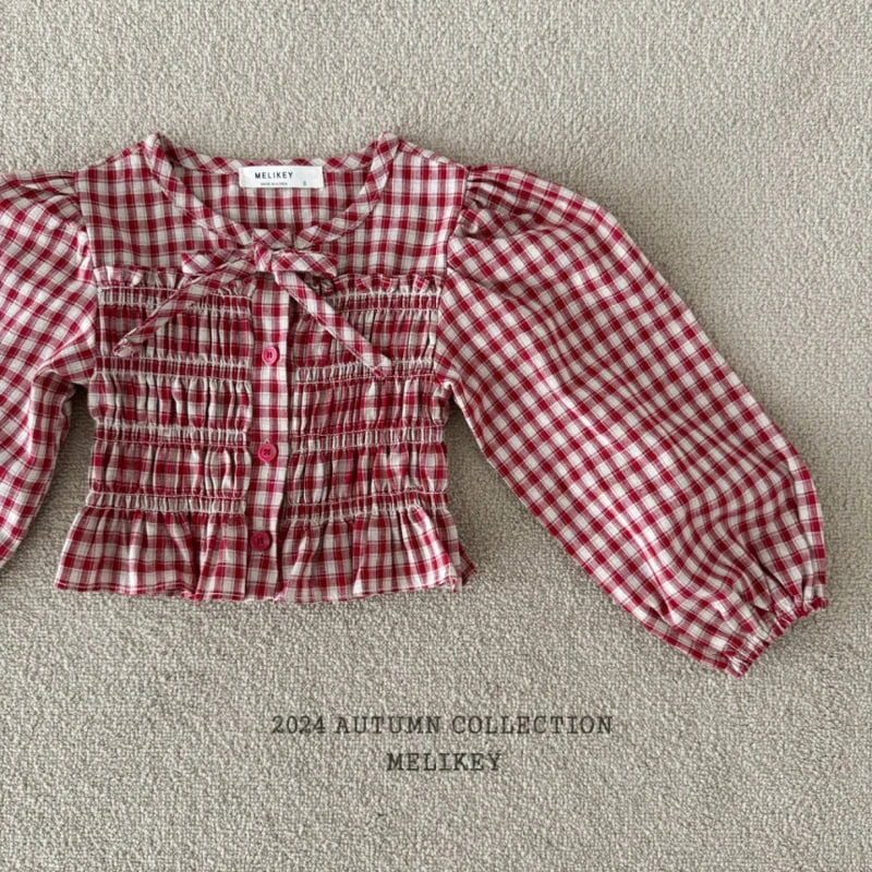 Melikey - Korean Children Fashion - #discoveringself - Check Tucking Blouse - 6