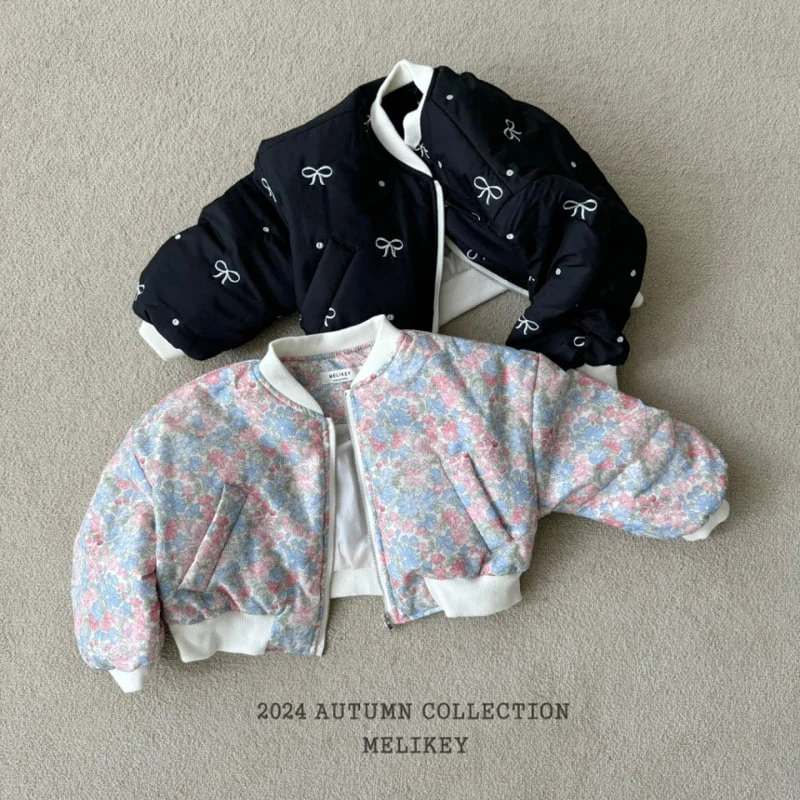 Melikey - Korean Children Fashion - #designkidswear - Ribbon Embroidery Shirring Bomber Jacket - 4