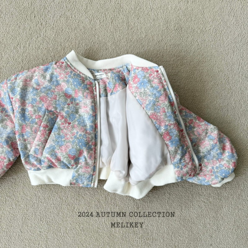 Melikey - Korean Children Fashion - #fashionkids - Flower Shirring Bomber Jacket - 3