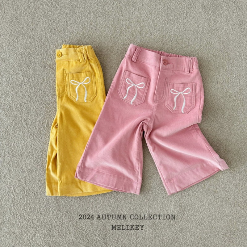 Melikey - Korean Children Fashion - #fashionkids - Corduroy Ribbon Wide Pants - 2