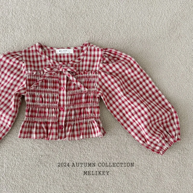 Melikey - Korean Children Fashion - #fashionkids - Check Tucking Blouse - 7