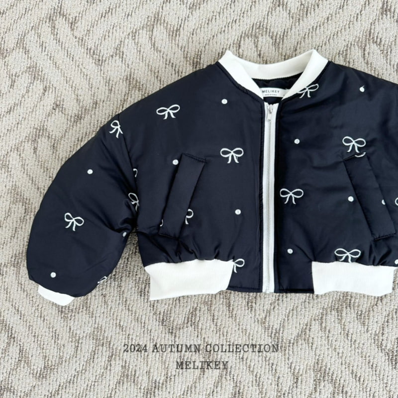 Melikey - Korean Children Fashion - #fashionkids - Ribbon Embroidery Shirring Bomber Jacket - 5