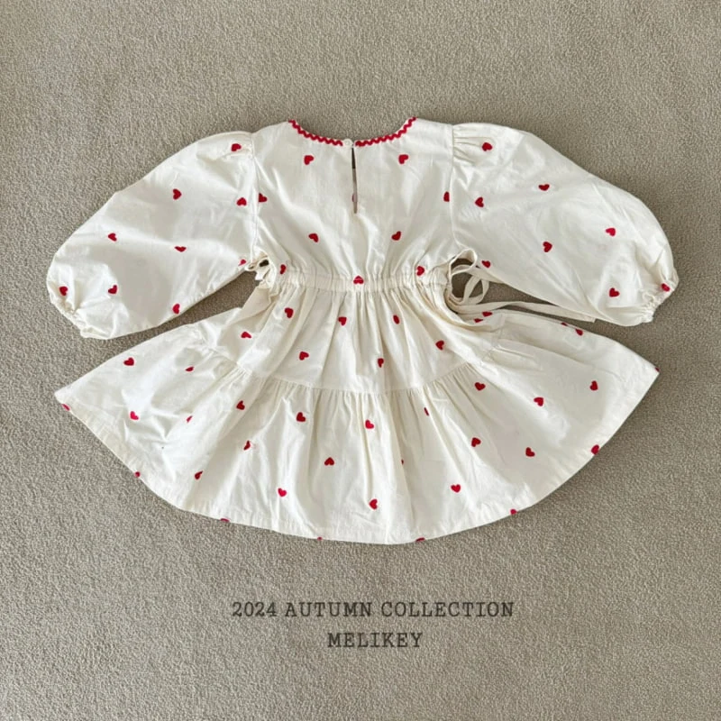 Melikey - Korean Children Fashion - #kidsshorts - Heart Embroidery One-piece - 7