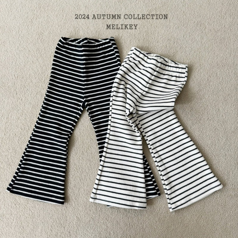 Melikey - Korean Children Fashion - #kidsshorts - Stripe Rib Bootscut Pants - 6