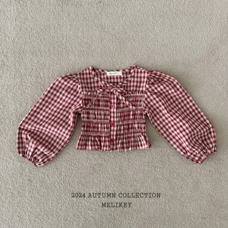 Melikey - Korean Children Fashion - #kidsshorts - Check Tucking Blouse - 8