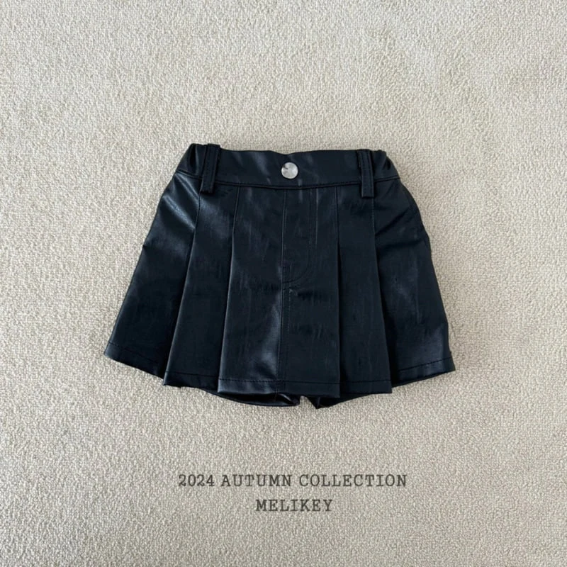 Melikey - Korean Children Fashion - #fashionkids - Leather Pleats Skirt Pants - 4