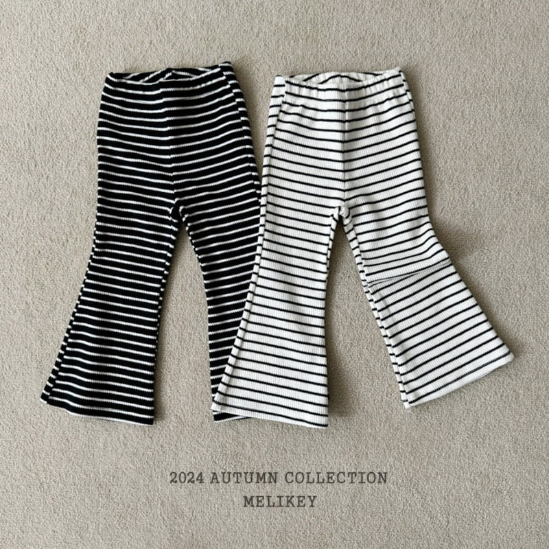 Melikey - Korean Children Fashion - #kidsstore - Stripe Rib Bootscut Pants - 7