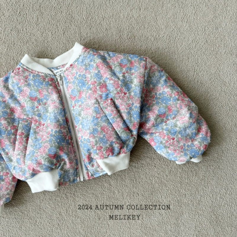 Melikey - Korean Children Fashion - #kidsstore - Flower Shirring Bomber Jacket - 5