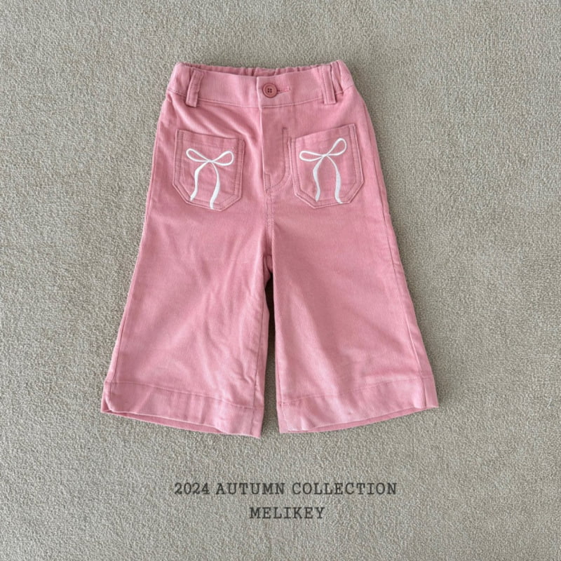 Melikey - Korean Children Fashion - #kidsshorts - Corduroy Ribbon Wide Pants - 4