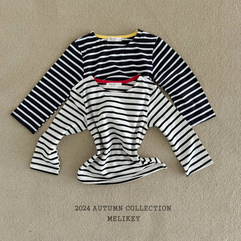 Melikey - Korean Children Fashion - #kidsstore - Heart Stripe Tee