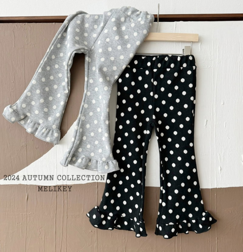 Melikey - Korean Children Fashion - #kidzfashiontrend - Dot Frill Bootscut Pants - 3