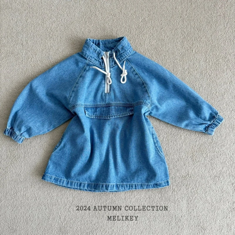 Melikey - Korean Children Fashion - #kidsstore - Denim Anorak One-piece - 4