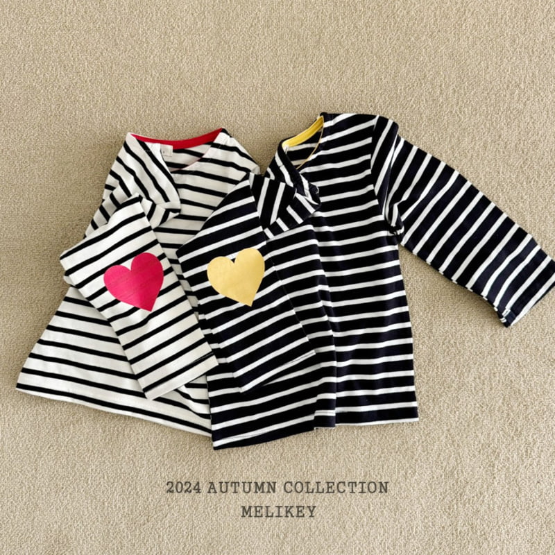 Melikey - Korean Children Fashion - #kidzfashiontrend - Heart Stripe Tee - 2