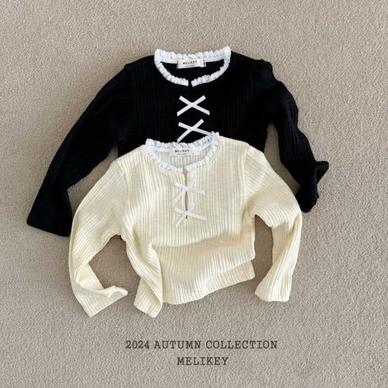 Melikey - Korean Children Fashion - #littlefashionista - Rib Ribbon Tee - 2