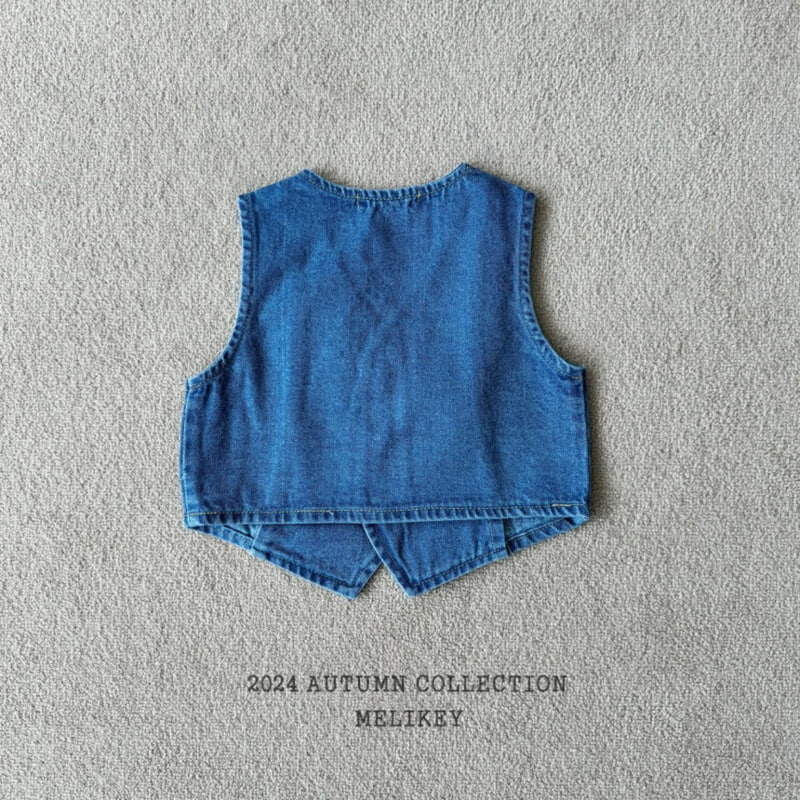 Melikey - Korean Children Fashion - #littlefashionista - Texas Denim Vest - 5