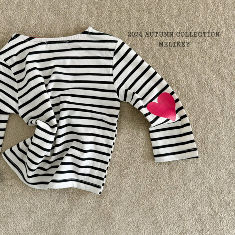 Melikey - Korean Children Fashion - #Kfashion4kids - Heart Stripe Tee - 4