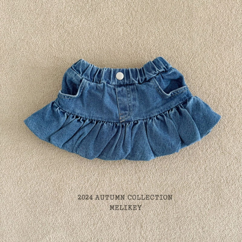 Melikey - Korean Children Fashion - #magicofchildhood - Frill Denim Skirt