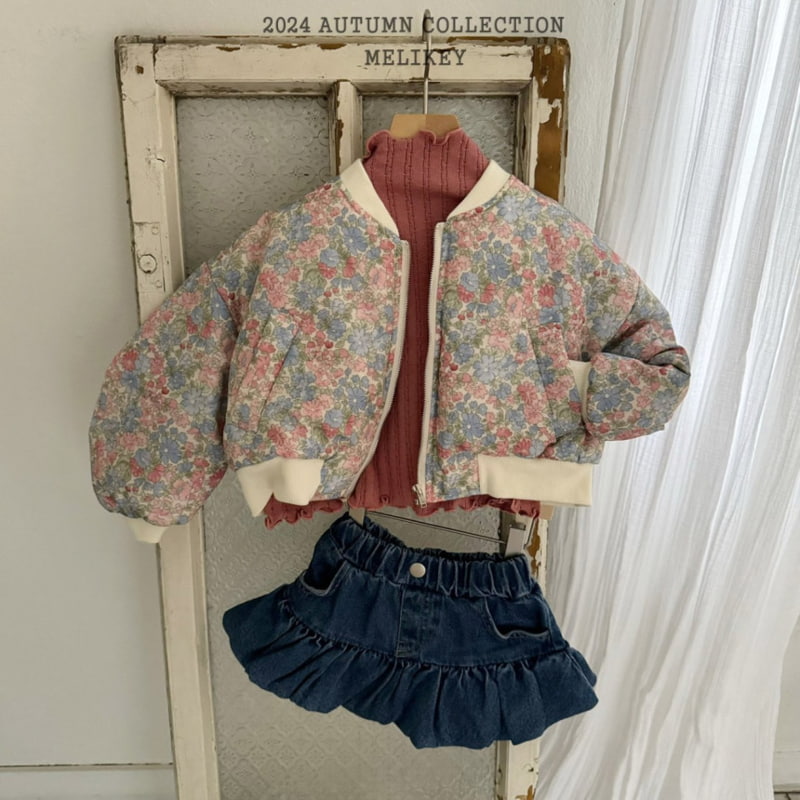 Melikey - Korean Children Fashion - #minifashionista - Flower Shirring Bomber Jacket - 10