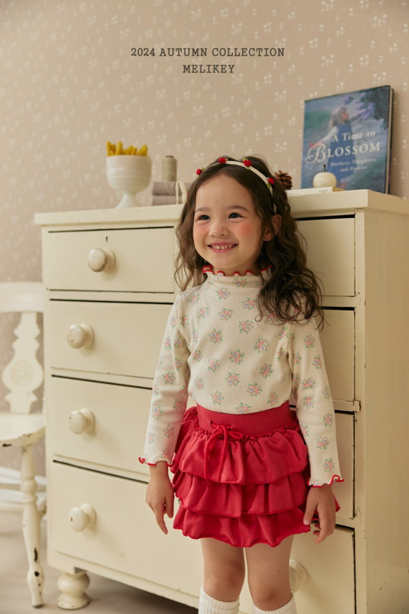 Melikey - Korean Children Fashion - #minifashionista - Flower Rib Tee - 3