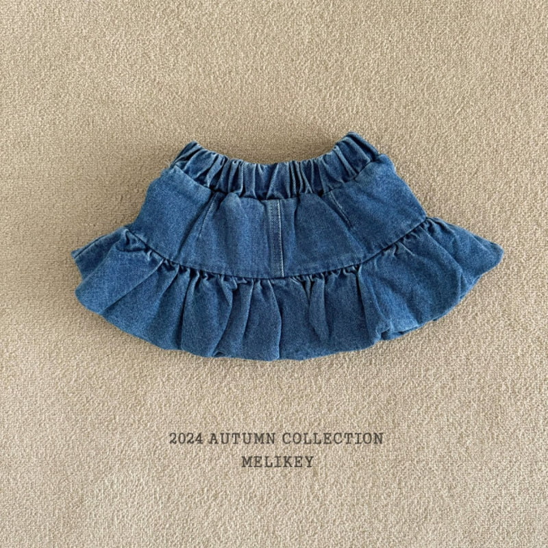 Melikey - Korean Children Fashion - #minifashionista - Frill Denim Skirt - 2