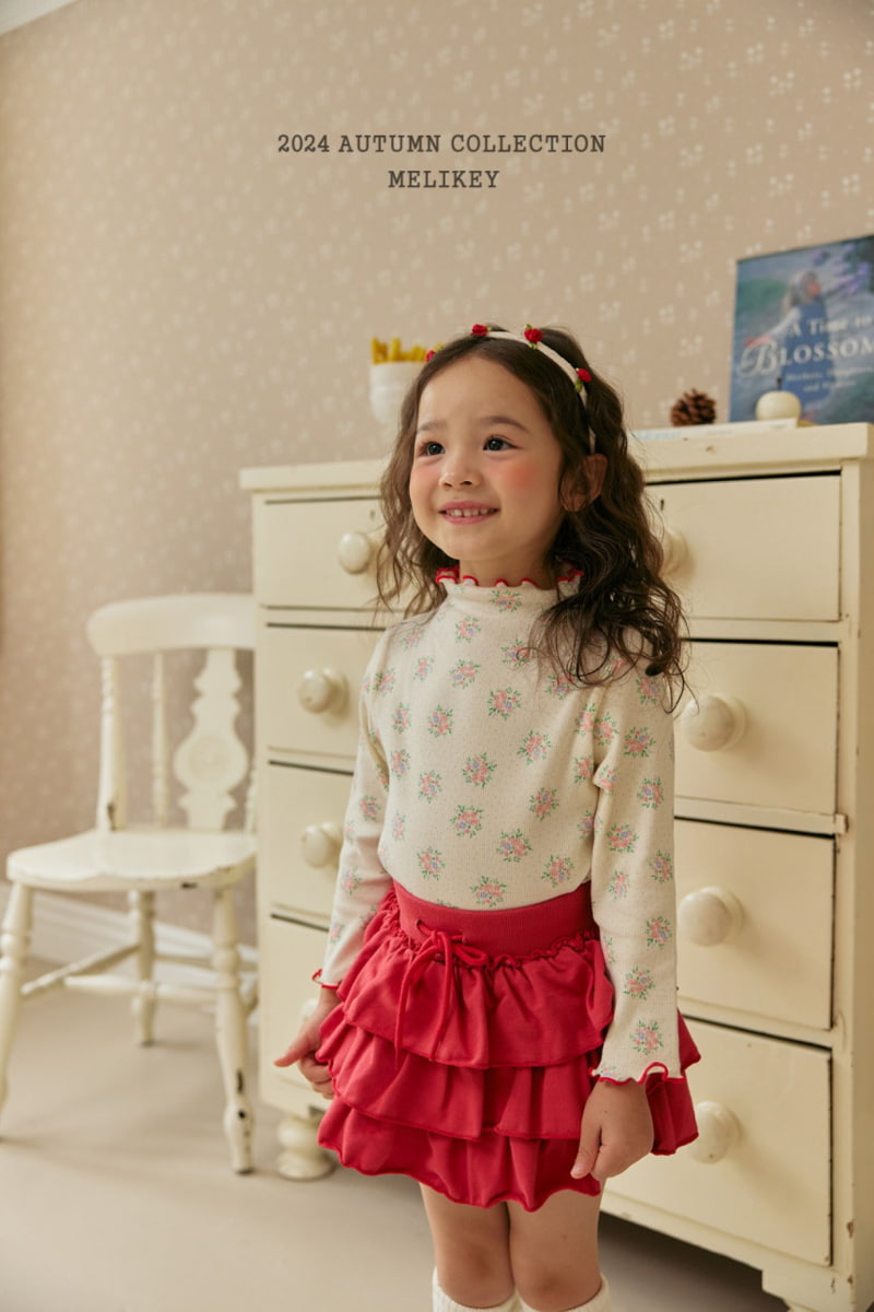 Melikey - Korean Children Fashion - #minifashionista - Flower Rib Tee - 4