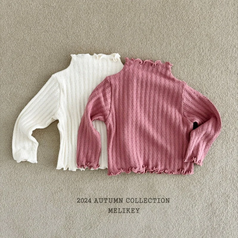 Melikey - Korean Children Fashion - #prettylittlegirls - Knit Rib Wave Tee - 2