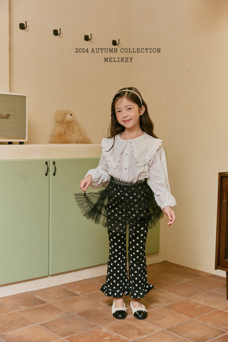 Melikey - Korean Children Fashion - #stylishchildhood - Dot Frill Bootscut Pants - 11