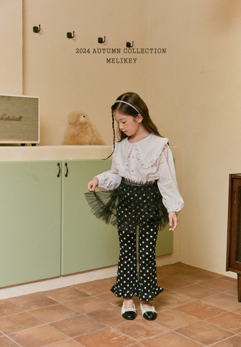 Melikey - Korean Children Fashion - #toddlerclothing - Dot Frill Bootscut Pants - 10