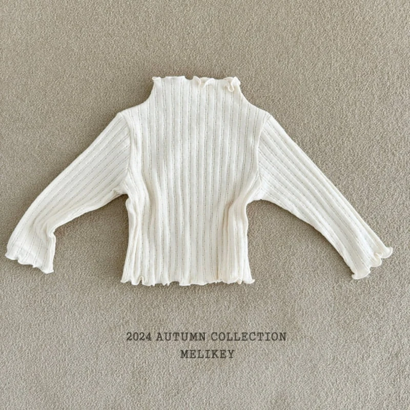 Melikey - Korean Children Fashion - #todddlerfashion - Knit Rib Wave Tee - 4