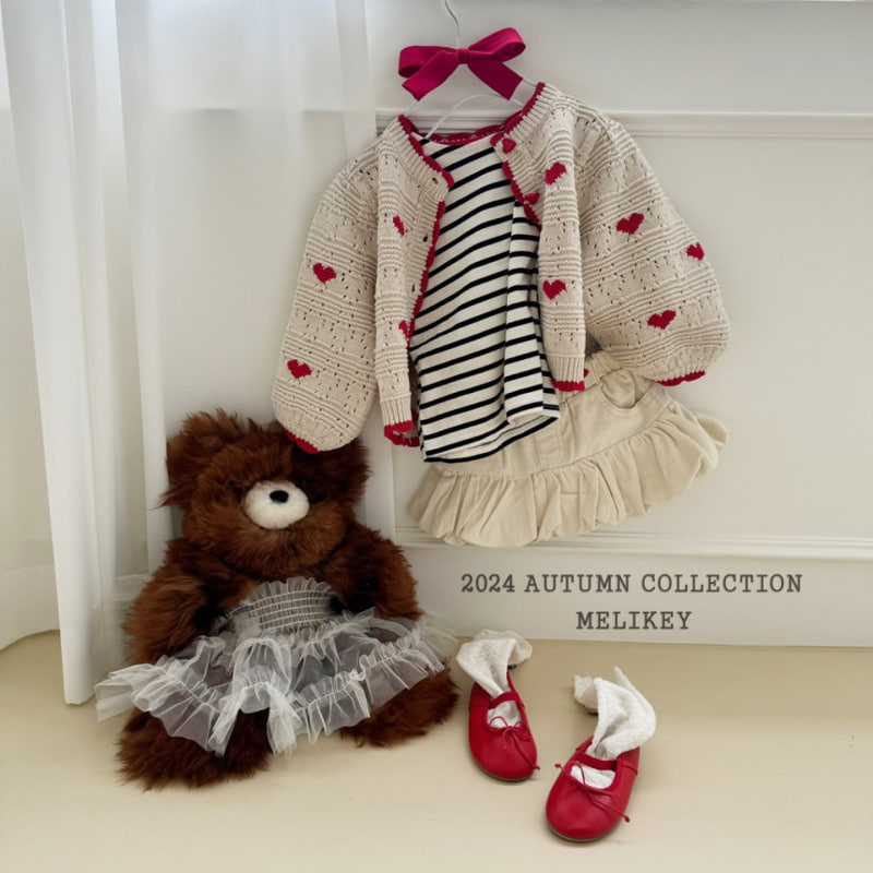 Melikey - Korean Children Fashion - #toddlerclothing - Heart Stripe Tee - 9